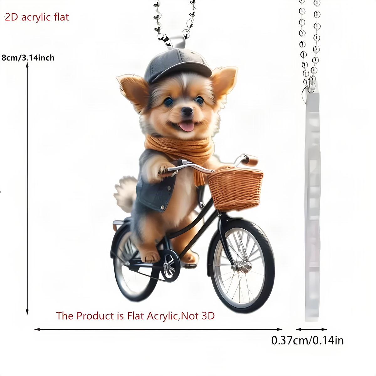Acrylic Dog Bicycle Christmas Ornaments