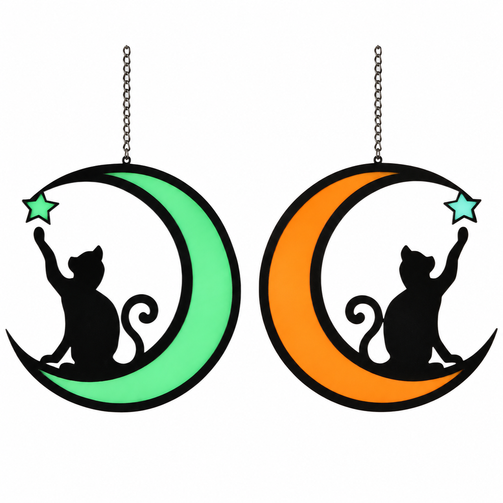 Cat and Moon Acrylic Hanging Decoration